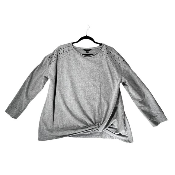 Rock & Republic Tops - Rock & Republic Studded Gray Long-Sleeve Knot Hem Top Tee Shirt XL Casual Comfy